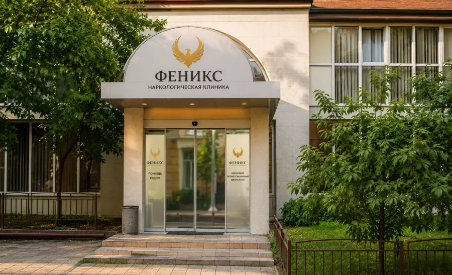 Вход в наркологическую клинику «Феникс» в Карталах